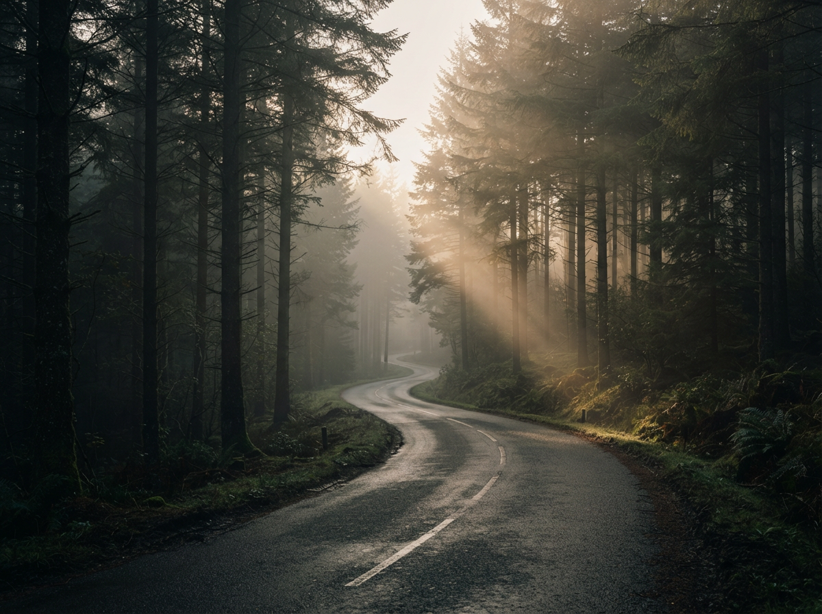 Forest camping road